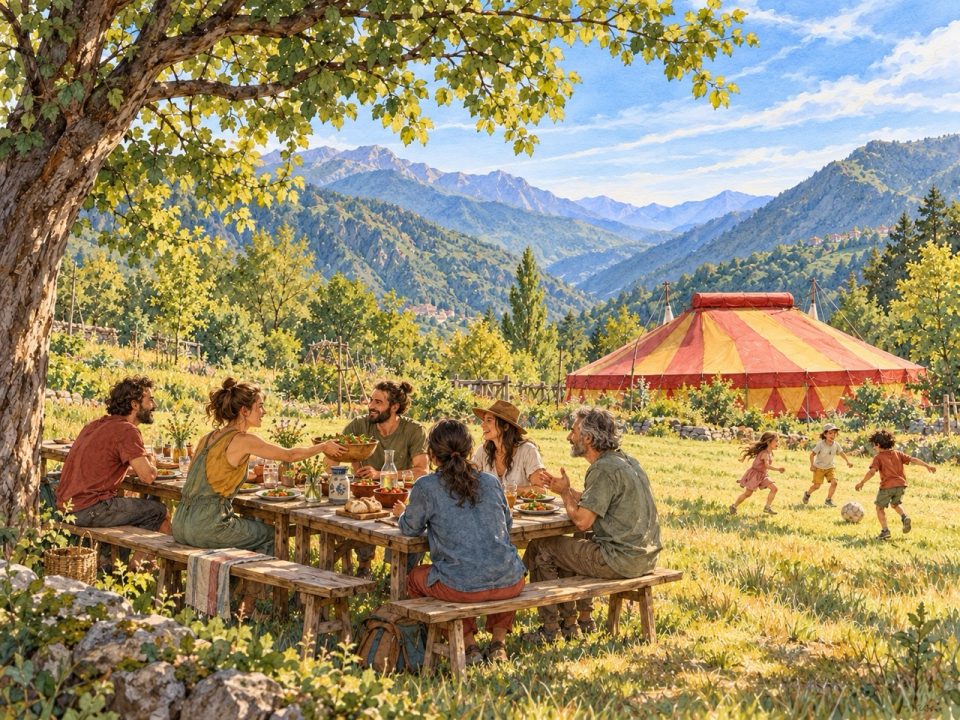Des enfants récoltent et arrosent les légumes du potager